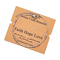 Joycuff Faith Hope Love Inspirational Morse Code Motivational Bracelets Simple Handmade Unique Trendy Beautiful Silk Wrap Bracel