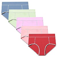 Pokarla Womens Cotton Stretch Underwear Ladies Midhigh Waisted Briefs Panties 5Pack3Xlarge