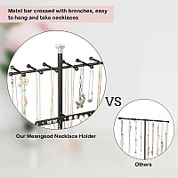 Meangood Jewelry Organizer Stand 3Tier Necklace Holder Jewelry Tree With Wooden Storage Drawer Box For Necklace Bracelet Earri