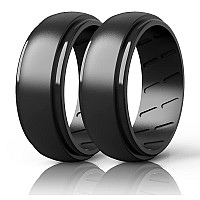 Silicone Ring Men 27 Rings Set Rubber Wedding Bands For Men Step Edge Airflow Inner Grooves 8Mm Wide 22Mm Thick