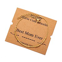 Joycuff Best Mom Ever Morse Code Bracelets For Women Motivational Christmas Birthday Mothers Thanksgiving Day Gifts For Mom Enc