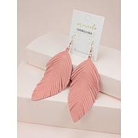 Large Genuine Soft Leather Handmade Fringe Feather Lightweight Tear Drop Dangle Color Earrings For Women Girls Fashion Pink2