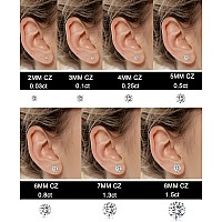 Tornito 7 Pairs 18G Stainless Steel Stud Earrings Round Cubic Zirconia Barbell Earring Set For Men Women 2Mm8Mm Silver Tone