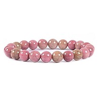 Adabele Real Natural Pink Rhodonite Gemstone Beaded Bracelet 7 Inch Stretch Chakras Healing Crystal Stone Jewelry Women Men Mom