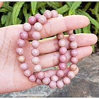 Adabele Real Natural Pink Rhodonite Gemstone Beaded Bracelet 7 Inch Stretch Chakras Healing Crystal Stone Jewelry Women Men Mom