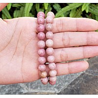 Adabele Real Natural Pink Rhodonite Gemstone Beaded Bracelet 7 Inch Stretch Chakras Healing Crystal Stone Jewelry Women Men Mom