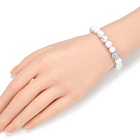 Adabele Real Natural White Howlite Gemstone Beaded Bracelet 85 Inch Stretch Chakras Healing Crystal Stone Jewelry Women Men Mom