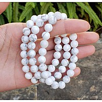 Adabele Real Natural White Howlite Gemstone Beaded Bracelet 85 Inch Stretch Chakras Healing Crystal Stone Jewelry Women Men Mom