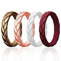 Roq Silicone Rubber Wedding Rings For Women Thin Stackable Rubber Silicone Wedding Band Bridal Jewelry Set Anniversary Rings