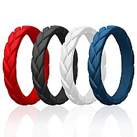 Roq Silicone Rubber Wedding Rings For Women Thin Stackable Rubber Silicone Wedding Band Bridal Jewelry Set Anniversary Rings