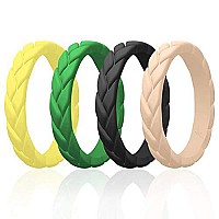 Roq Silicone Rubber Wedding Rings For Women Thin Stackable Rubber Silicone Wedding Band Bridal Jewelry Set Anniversary Rings