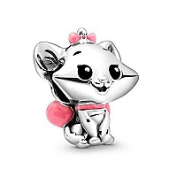 Ez Tuxedo Aristocats Marie Charms 925 Sterling Silver Lovely Cat Bead Wih Pink Enamel For Bracelets