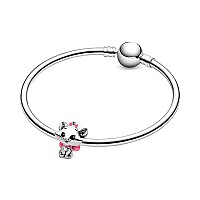 Ez Tuxedo Aristocats Marie Charms 925 Sterling Silver Lovely Cat Bead Wih Pink Enamel For Bracelets