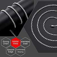 Giftall Chain Necklace For Men 3Mm Stainless Steel Square Rolo Chains Round Box Chain Necklace For Women 28 Inches