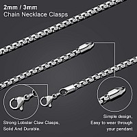 Giftall Chain Necklace For Men 3Mm Stainless Steel Square Rolo Chains Round Box Chain Necklace For Women 28 Inches