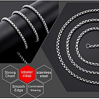 Giftall Stainless Steel Chain Necklace For Men 4Mm Square Rolo Chains Round Box Chain Necklace For Women 34 Inches