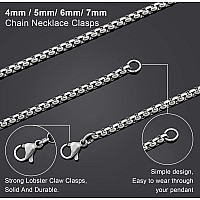 Giftall Stainless Steel Chain Necklace For Men 4Mm Square Rolo Chains Round Box Chain Necklace For Women 34 Inches