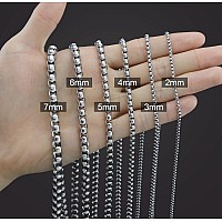 Giftall Stainless Steel Chain Necklace For Men 2Mm Square Rolo Chains Round Box Chain Necklace For Women 36 Inches