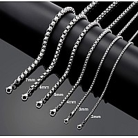 Giftall Stainless Steel Chain Necklace For Men 2Mm Square Rolo Chains Round Box Chain Necklace For Women 34 Inches Boys Mens Je