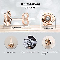 Rose Gold Plated Sterling Silver Rose Flower Earring Studs Hypoallergenic Nickel Free Earrings For Women