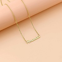 Lcherry Personalized Name Necklace 18K Real Gold Plated Made With Hannah Nameplate Necklace Gifts For Women