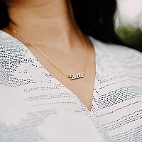 Lcherry Personalized Name Necklace 18K Real Gold Plated Made With Summer Nameplate Necklace Gifts For Women