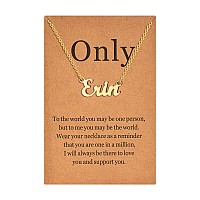 Lcherry Personalized Name Necklace 18K Real Gold Plated Made With Erin Nameplate Necklace Gifts For Women