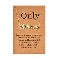 Lcherry Personalized Name Necklace 18K Real Gold Plated Made With Rebecca Nameplate Necklace Gifts For Women