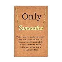 Lcherry Personalized Name Necklace 18K Real Gold Plated Made With Samantha Nameplate Necklace Gifts For Women