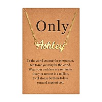 Lcherry Personalized Name Necklace 18K Real Gold Plated Made With Ashley Nameplate Necklace Gifts For Women