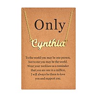 Lcherry Personalized Name Necklace 18K Real Gold Plated Made With Cynthia Nameplate Necklace Gifts For Women