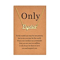 Lcherry Personalized Name Necklace 18K Real Gold Plated Made With Lydia Nameplate Necklace Gifts For Women