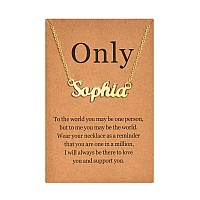 Lcherry Personalized Name Necklace 18K Real Gold Plated Made With Sophia Nameplate Necklace Gifts For Women