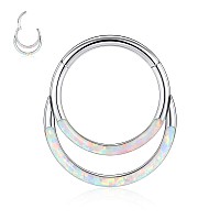 316L Surgical Steel Segment Clicker Daith Ring Double Layer Septum Piercing Jewelry 16G White Opal 8Mm Helix Cartilage Tragus Ea