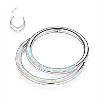 316L Surgical Steel Segment Clicker Daith Ring Double Layer Septum Piercing Jewelry 16G White Opal 8Mm Helix Cartilage Tragus Ea