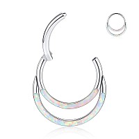 316L Surgical Steel Segment Clicker Daith Ring Double Layer Septum Piercing Jewelry 16G White Opal 8Mm Helix Cartilage Tragus Ea