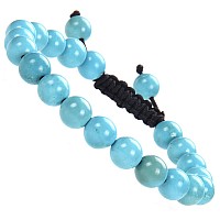 Massive Beads Natural Healing Power Gemstone Crystal Beads Unisex Adjustable Macrame Bracelets 8Mm Blue Turquoise 8Mm