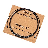 Joycuff Strong Af Gift For Women Morse Code Bracelets For Women Men Mothers Day Birthday Christmas Gifts Jewelry Cord Wrap Brace