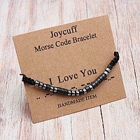 Joycuff Men'S Bracelet Gifts For Boyfriend I Love You Morse Code Bracelets For Women Men Mothers Day Unique Birthday Gifts Jewelry Cord Wrap Bracelet With Black Hematite Beads Gift For Women