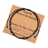 Joycuff Always In My Heart Morse Code Bracelets For Women Men Mothers Day Birthday Christmas Gifts Jewelry Cord Wrap Bracelet Wi