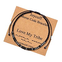 Joycuff Love My Tribe Morse Code Bracelets For Women Men Mothers Day Birthday Christmas Gifts Jewelry Cord Wrap Bracelet With Bl