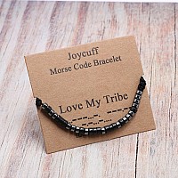 Joycuff Love My Tribe Morse Code Bracelets For Women Men Mothers Day Birthday Christmas Gifts Jewelry Cord Wrap Bracelet With Bl