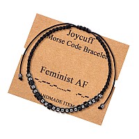 Joycuff Feminist Af Inspirational Encouragement Motivational Morse Code Bracelets For Women Men Mothers Day Birthday Christmas G