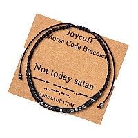 Joycuff Not Today Satan Morse Code Bracelets For Women Men Mothers Day Birthday Christmas Gifts Jewelry Cord Wrap Bracelet With