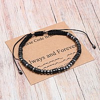 Joycuff Bead Bracelets Always And Forever Morse Code Bracelets For Women Men Mothers Day Birthday Christmas Gifts Jewelry Cord W