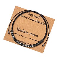 Joycuff Badass Mom Badass Mom Morse Code Bracelets For Women Men Mothers Day Birthday Christmas Gifts Jewelry Cord Wrap Bracelet