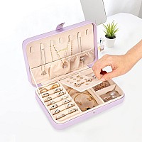 Landici Small Jewelry Box For Women Girls Pu Leather Travel Jewelry Organizer Case Portable Mini Jewellery Storage Holder Disp