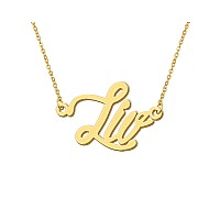 Aoloshow Liv Gold Name Necklace Charm Name Tags Necklace Womens Jewelry Christmas Gift