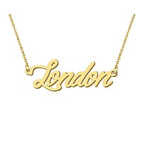 Name Necklace Charm Gold London Message Word Jewelry For Familys