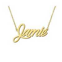 Aoloshow Gold Jamie Name Necklace Mens Jewelry Gift For Familys